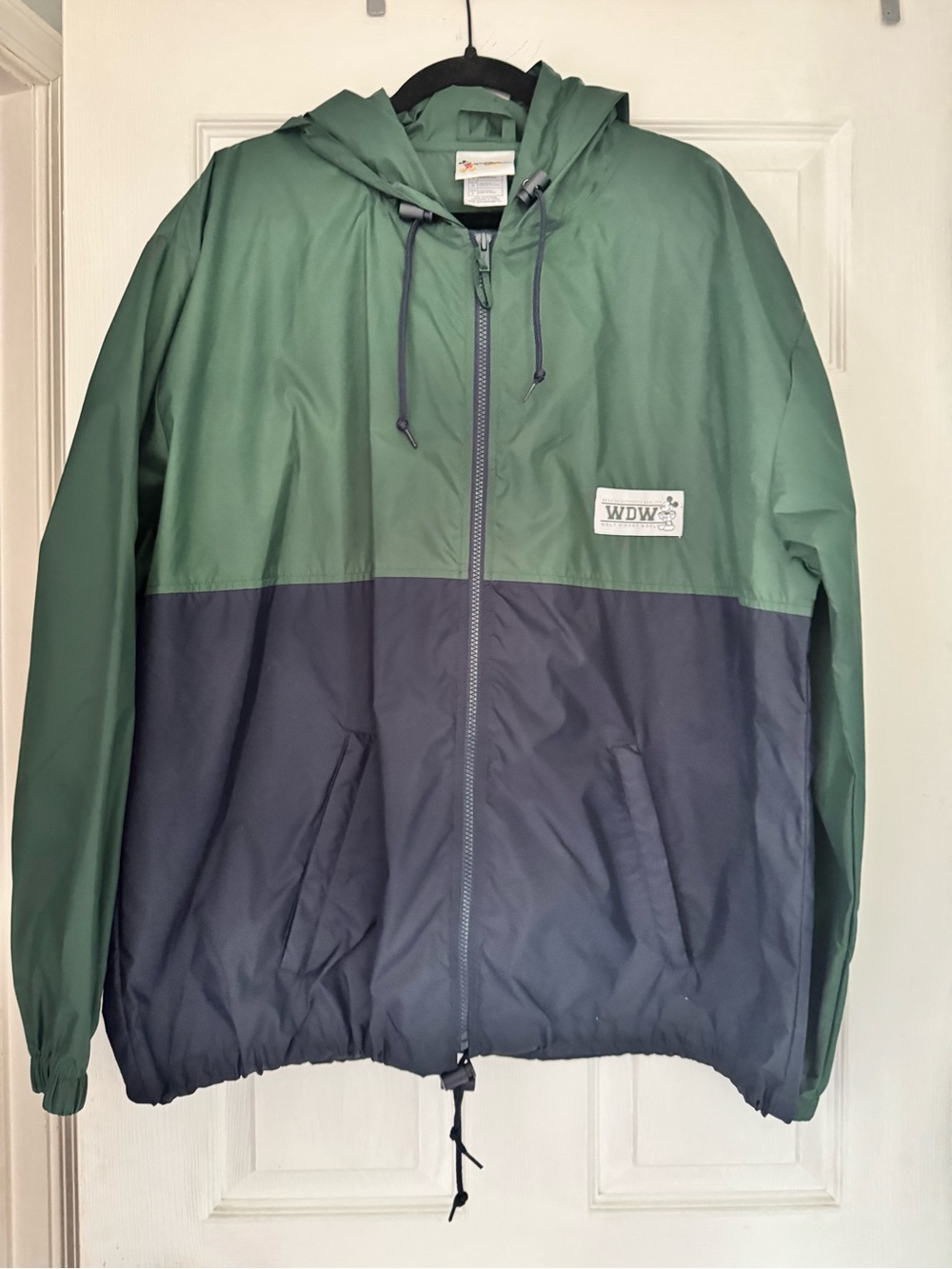 Vintage 90Walt Disney World Mickey rain Jacket Mens large Blue Green Windbreaker